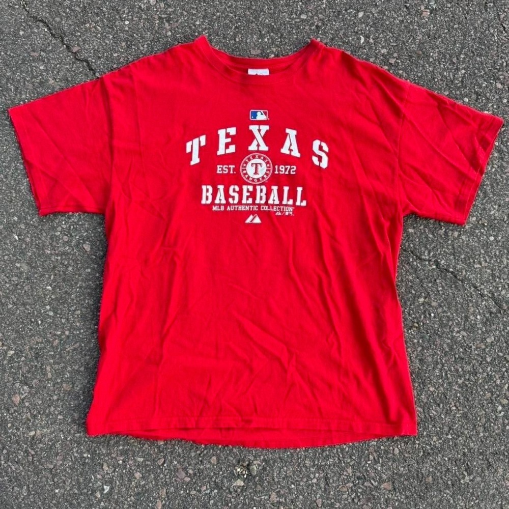 Y2K Majestic Texas Rangers baseball tee Size XL